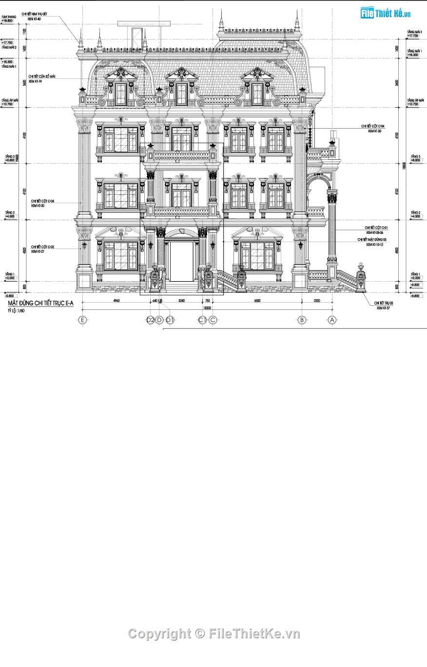 Bản vẽ chi tiết,4 tầng,bản vẽ kiến trúc,chi tiết cổ,chi tiết