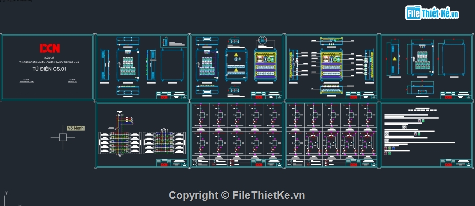 Bản vẽ thiết kế tủ điện,file dwg tủ điện tạm công trường,tủ điện điều khiển luân phiên 2 bơm nước thải,Tủ điện ATS,DCN,bản vẽ tủ điện solar inverter string