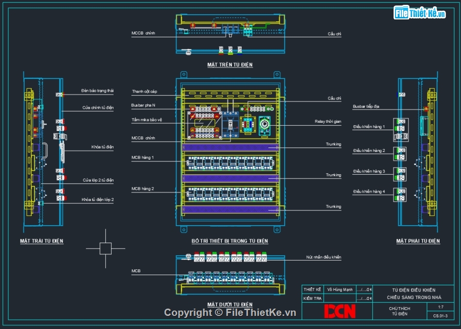 Bản vẽ thiết kế tủ điện,file dwg tủ điện tạm công trường,tủ điện điều khiển luân phiên 2 bơm nước thải,Tủ điện ATS,DCN,bản vẽ tủ điện solar inverter string