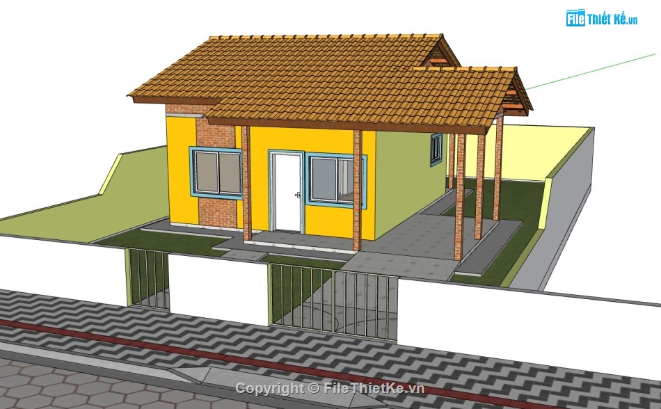 nhà cấp 4 sketchup,sketchup nhà cấp 4,model su nhà cấp 4