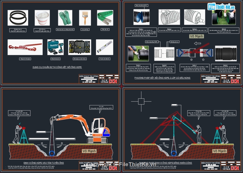 Biện pháp thi công ống nhựa gân xoắn HDPE,Biện pháp thi công lắp đặt đường ống nước ngầm,Biện pháp thi công chiếu sáng,Biện pháp thi công chống sét,Bản vẽ trạm biến áp 1 cột,Biện pháp thi công