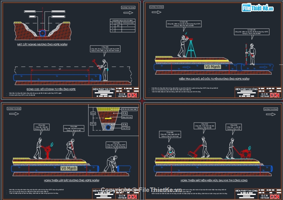 Biện pháp thi công ống nhựa gân xoắn HDPE,Biện pháp thi công lắp đặt đường ống nước ngầm,Biện pháp thi công chiếu sáng,Biện pháp thi công chống sét,Bản vẽ trạm biến áp 1 cột,Biện pháp thi công