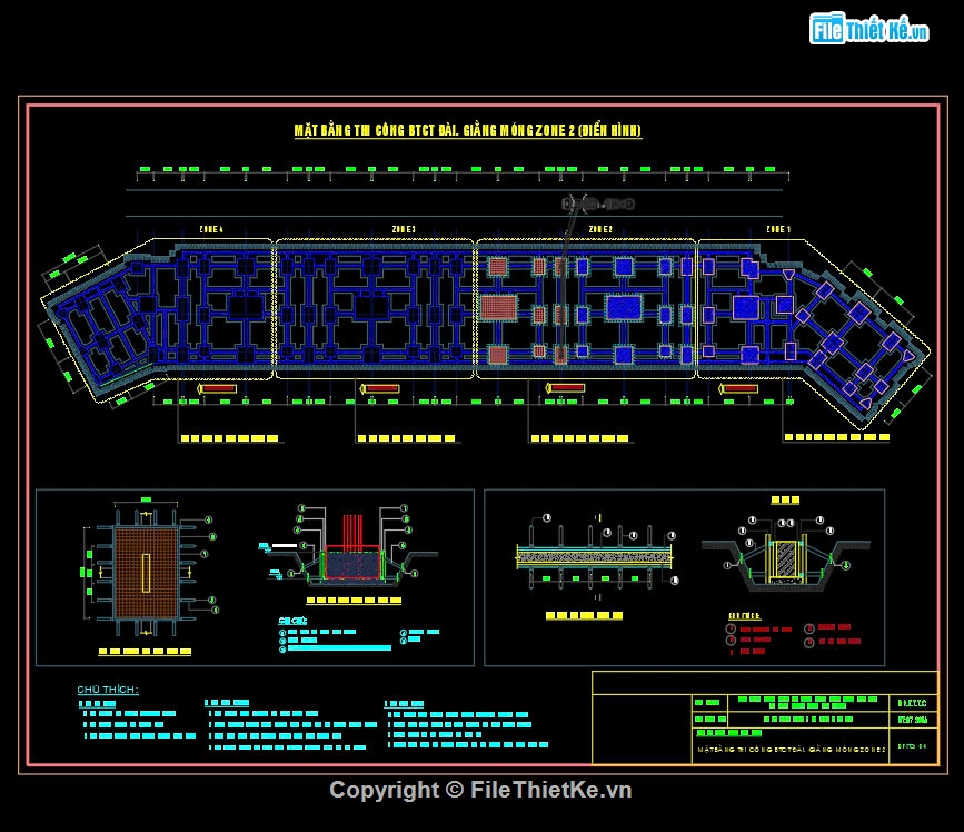 Bản vẽ biện pháp thi công móng hầm dãy biệt thự,biện pháp thi công móng,Biện pháp thi công biệt thự,Bản vẽ biện pháp thi công