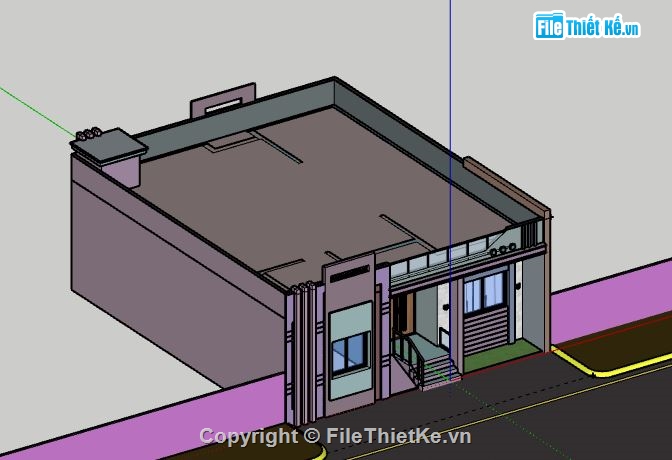 Biệt thự 1 tầng,model su biệt thự 1 tầng,file sketchup biệt thự 1 tầng