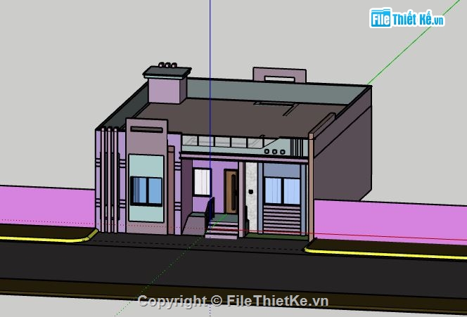 Biệt thự 1 tầng,model su biệt thự 1 tầng,file sketchup biệt thự 1 tầng