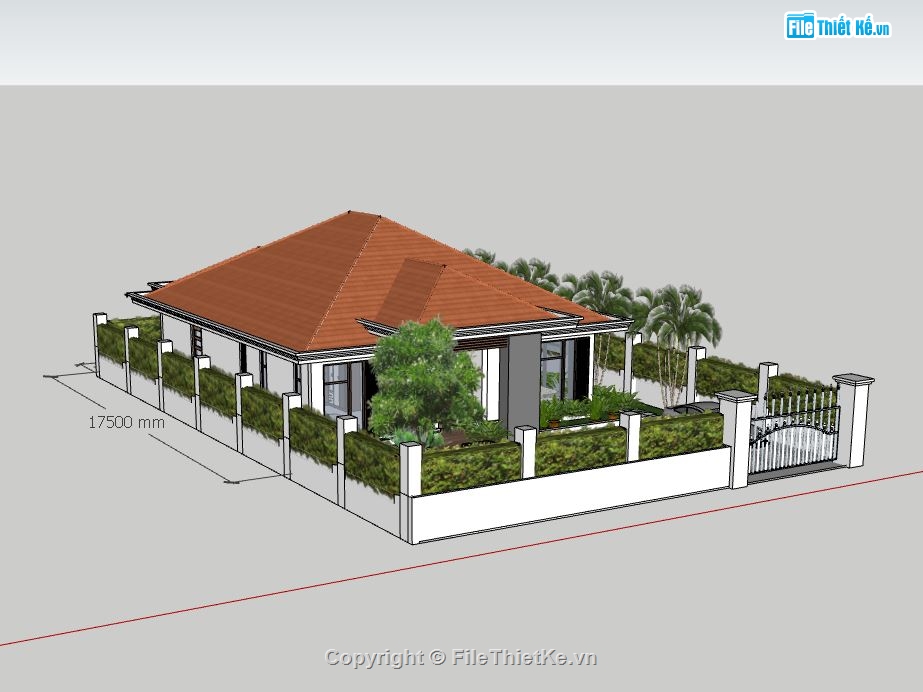 Biệt thự 1 tầng,model su biệt thự 1 tầng,biệt thự 1 tầng sketchup