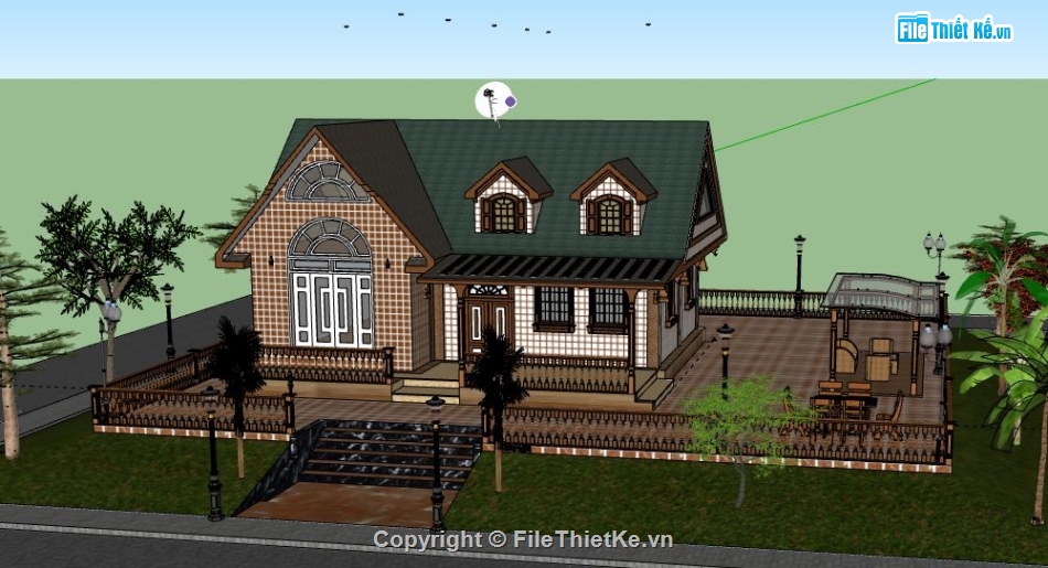 Biệt thự 1 tầng,model su biệt thự 1 tầng,biệt thự 1 tầng file su