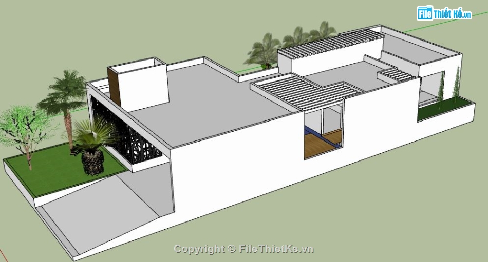 Biệt thự 1 tầng,model su biệt thự 1 tầng,biệt thự 1 tầng file su,sketchup biệt thự 1 tầng,biệt thự 1 tầng sketchup