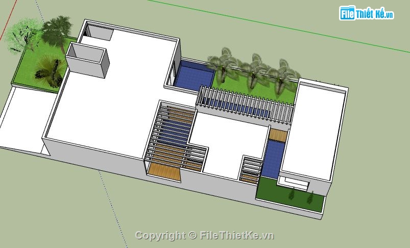 Biệt thự 1 tầng,model su biệt thự 1 tầng,biệt thự 1 tầng file su,sketchup biệt thự 1 tầng,biệt thự 1 tầng sketchup