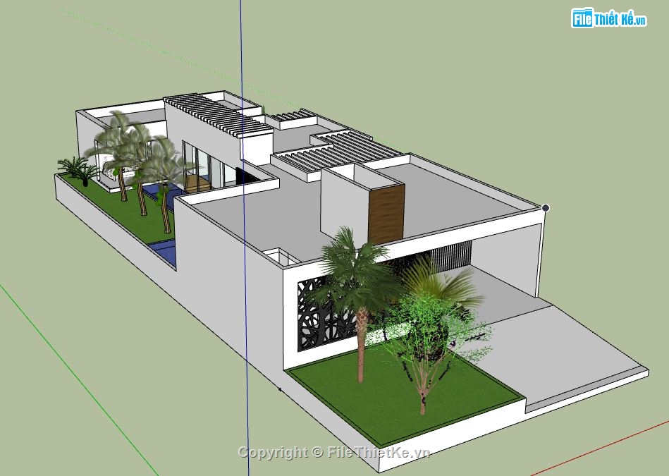 Biệt thự 1 tầng,model su biệt thự 1 tầng,biệt thự 1 tầng file su,sketchup biệt thự 1 tầng,biệt thự 1 tầng sketchup