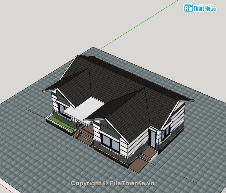 Biệt thự 1 tầng,model su biệt thự 1 tầng,sketchup biệt thự 1 tầng