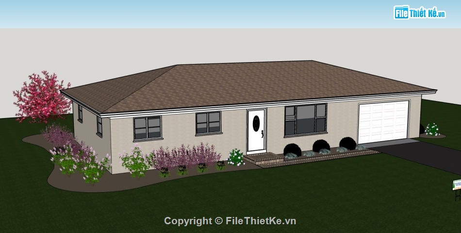 Biệt thự 1 tầng,model su biệt thự 1 tầng,biệt thự 1 tầng model su,model sketchup biệt thự 1 tầng