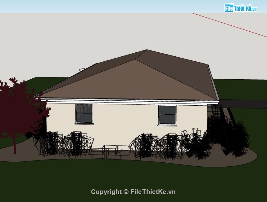 Biệt thự 1 tầng,model su biệt thự 1 tầng,biệt thự 1 tầng model su,model sketchup biệt thự 1 tầng