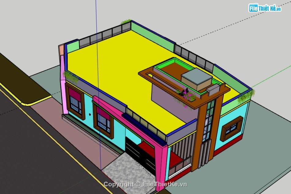 Biệt thự 1 tầng,model su biệt thự 1 tầng,biệt thự 1 tầng file su