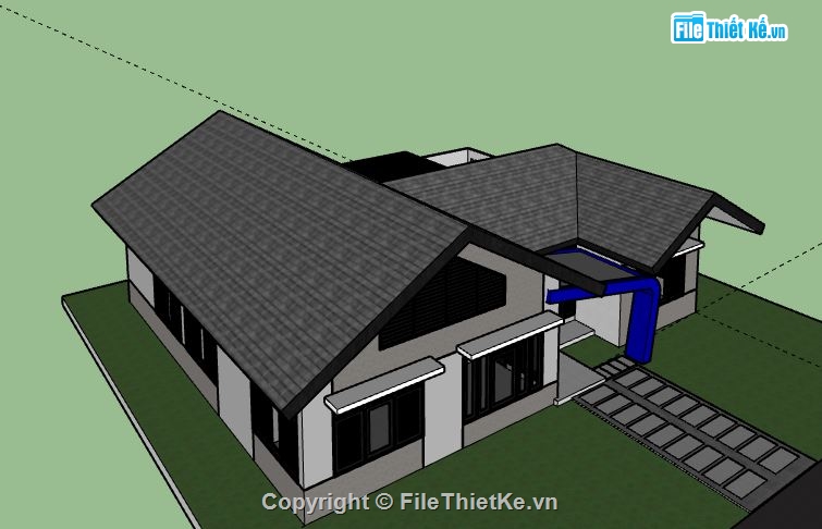 Biệt thự 1 tầng,model su biệt thự 1 tầng,biệt thự 1 tầng file su,sketchup biệt thự 1 tầng,biệt thự 1 tầng sketchup