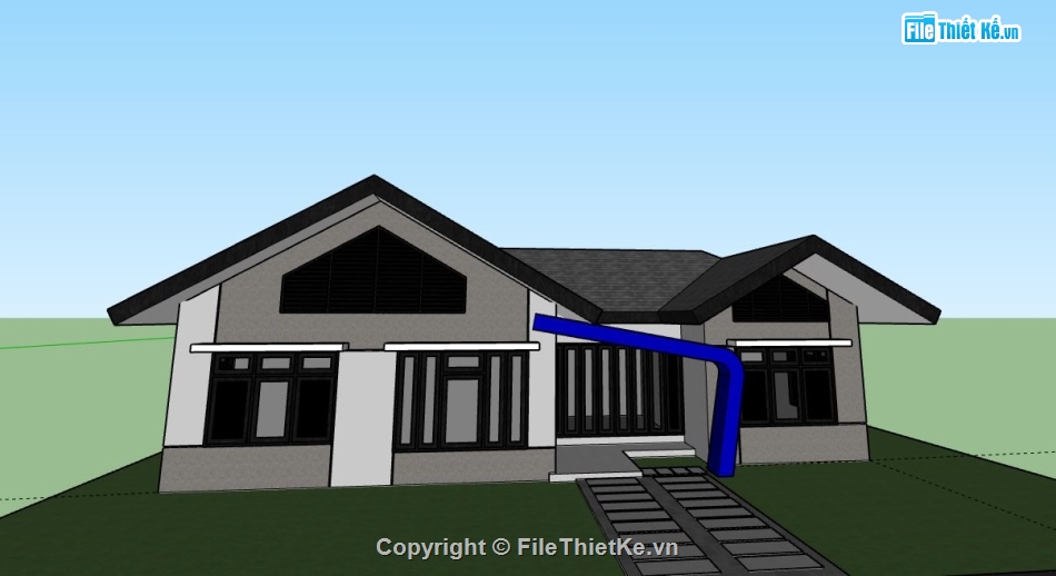 Biệt thự 1 tầng,model su biệt thự 1 tầng,biệt thự 1 tầng file su,sketchup biệt thự 1 tầng,biệt thự 1 tầng sketchup