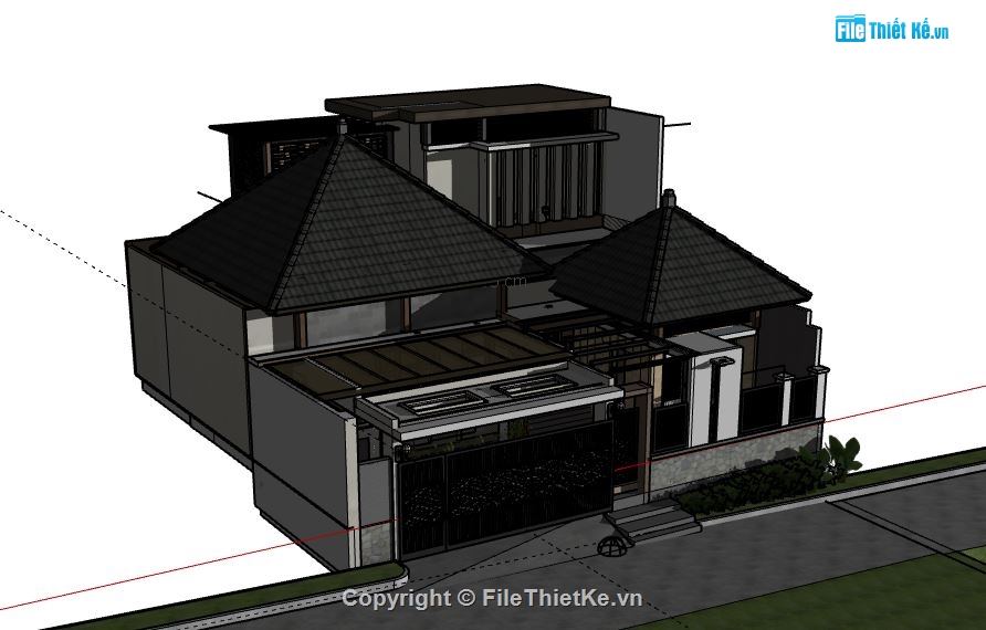 Biệt thự 1 tầng,model su biệt thự 1 tầng,biệt thự 1 tầng,biệt thự 1 tầng file su,sketchup biệt thự 1 tầng