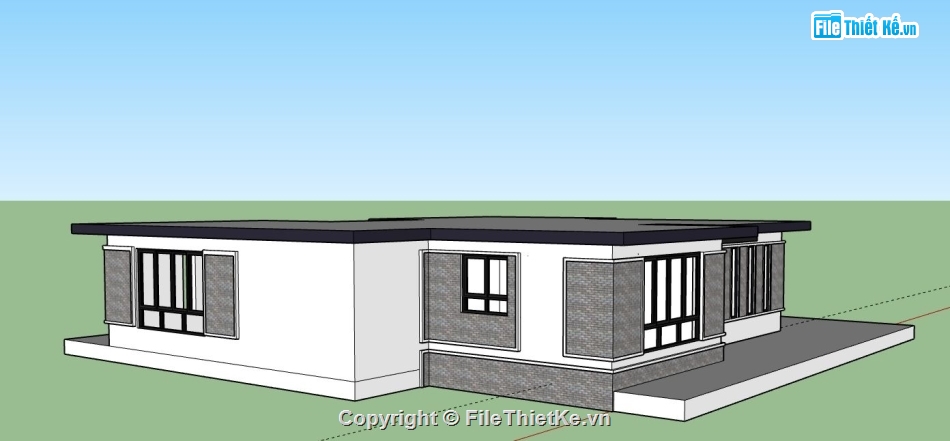 Biệt thự 1 tầng,model su biệt thự 1 tầng,biệt thự 1 tầng file su,sketchup biệt thự 1 tầng