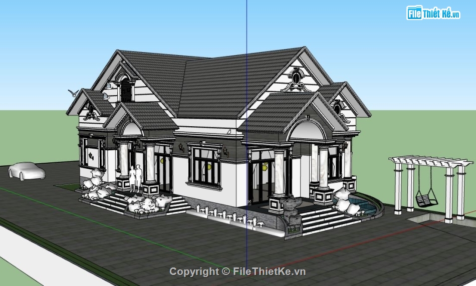 file su biệt thự,thiết kế biệt thự,sketchup biệt thự