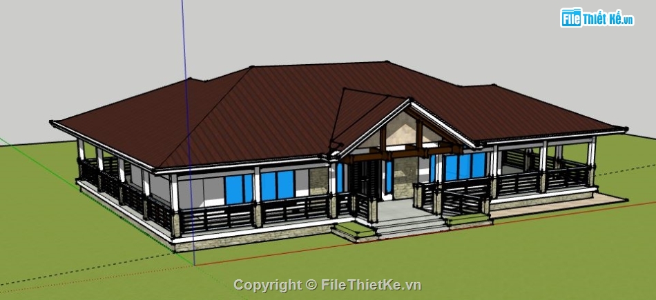 Biệt thự 1 tầng,model su biệt thự 1 tầng,biệt thự 1 tầng file su,sketchup biệt thự 1 tầng,biệt thự 1 tầng sketchup