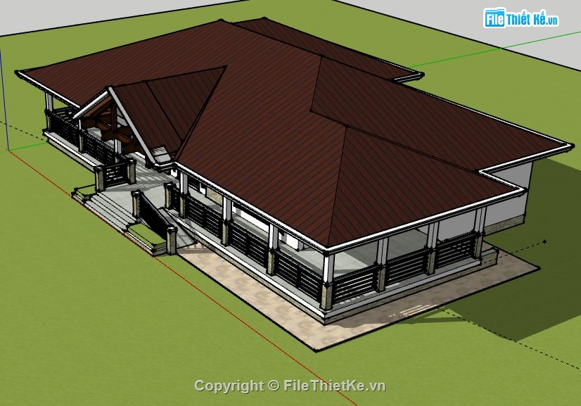 Biệt thự 1 tầng,model su biệt thự 1 tầng,biệt thự 1 tầng file su,sketchup biệt thự 1 tầng,biệt thự 1 tầng sketchup