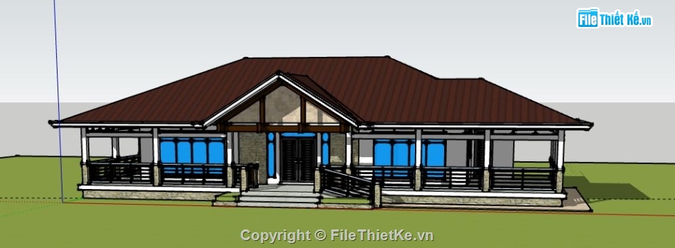 Biệt thự 1 tầng,model su biệt thự 1 tầng,biệt thự 1 tầng file su,sketchup biệt thự 1 tầng,biệt thự 1 tầng sketchup