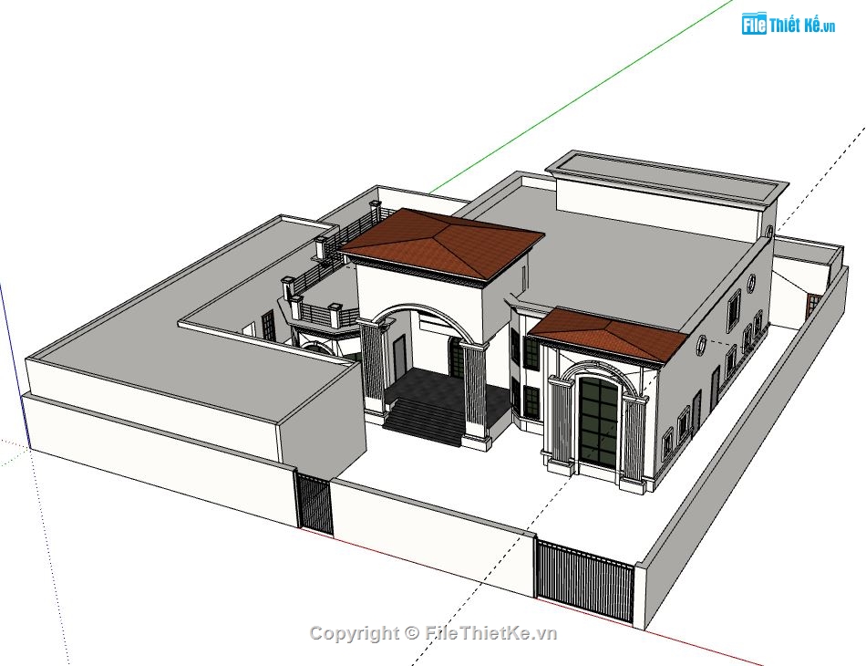 Biệt thự 1 tầng,model su biệt thự 1 tầng,sketchup biệt thự 1 tầng