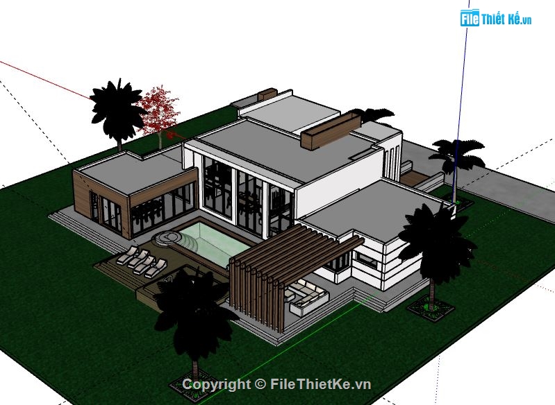 Biệt thự 1 tầng,Model su biệt thự 1 tầng,biệt thự 1 tầng model su