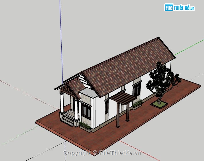 Biệt thự 1 tầng,biệt thự file su,sketchup biệt thự 1 tầng