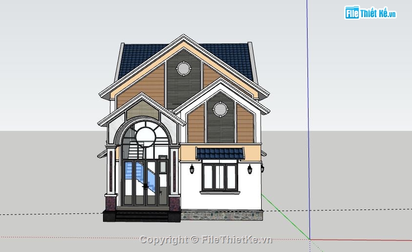 Biệt thự 1 tầng,model su biệt thự 1 tầng,biệt thự 1 tầng file sketchup