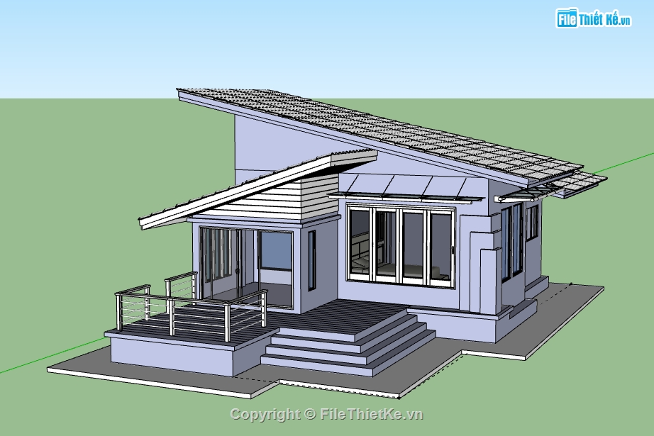 Biệt thự 1 tầng,model su biệt thự 1 tầng,biệt thự 1 tầng file su,mẫu sketchup biệt thự 1 tầng,mẫu biệt thự 1 tầng