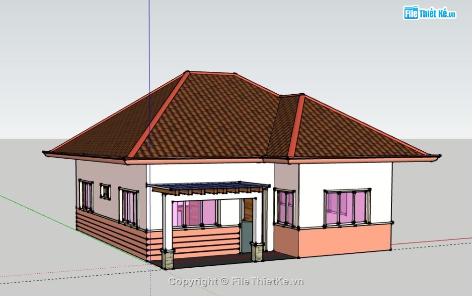 Biệt thự 1 tầng,model su biệt thự 1 tầng,dựng sketchup biệt thự 1 tầng,biệt thự 1 tầng file su