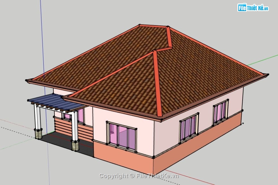 Biệt thự 1 tầng,model su biệt thự 1 tầng,dựng sketchup biệt thự 1 tầng,biệt thự 1 tầng file su