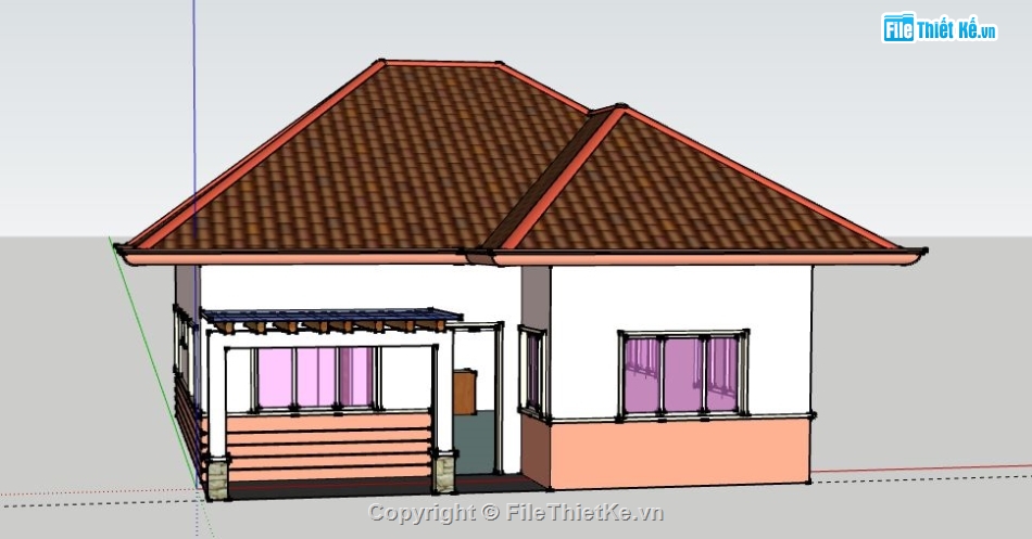 Biệt thự 1 tầng,model su biệt thự 1 tầng,dựng sketchup biệt thự 1 tầng,biệt thự 1 tầng file su