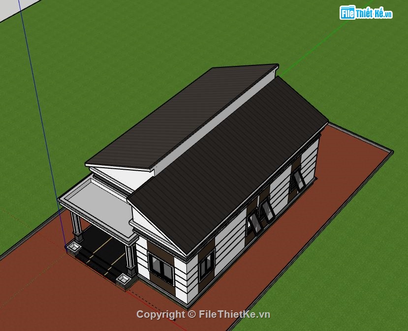 Biệt thự 1 tầng,model su biệt thự 1 tầng,sketchup biệt thự 1 tầng