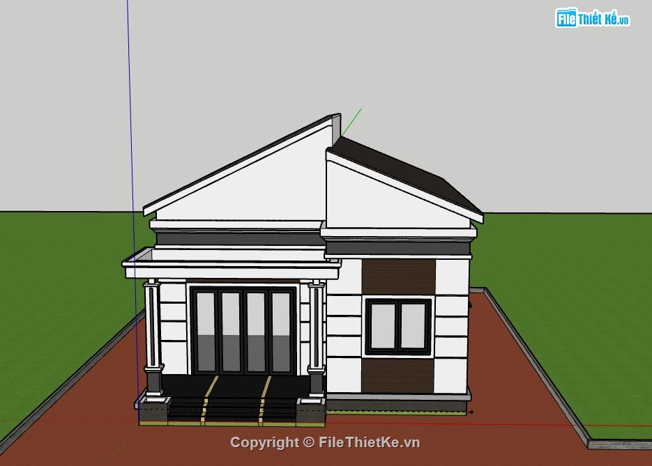 Biệt thự 1 tầng,model su biệt thự 1 tầng,sketchup biệt thự 1 tầng