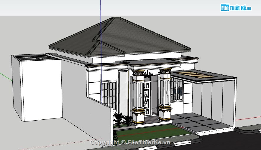 Biệt thự 1 tầng,model su biệt thự 1 tầng,biệt thự 1 tầng sketchup,file sketchup biệt thự 1 tầng,file su biệt thự 1 tầng