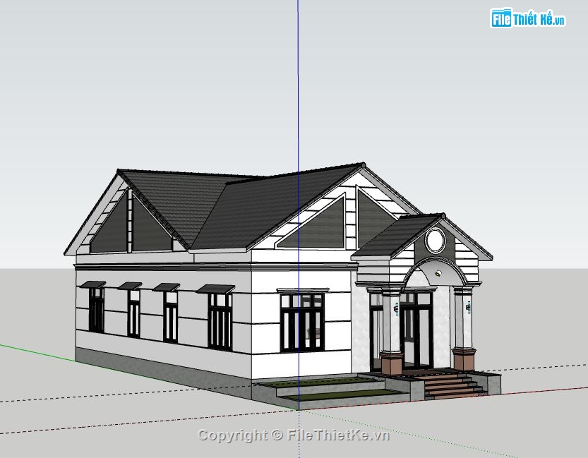 Biệt thự 1 tầng,Model su biệt thự 1 tầng,biệt thự 1 tầng sketchup