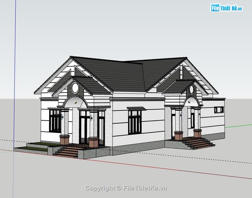 Biệt thự 1 tầng,Model su biệt thự 1 tầng,biệt thự 1 tầng sketchup