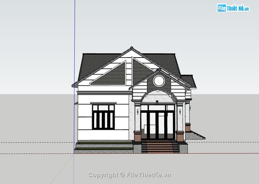 Biệt thự 1 tầng,Model su biệt thự 1 tầng,biệt thự 1 tầng sketchup