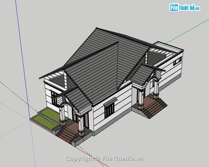 Biệt thự 1 tầng,model su biệt thự 1 tầng,sketchup biệt thự 1 tầng