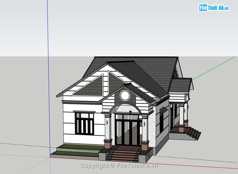 Biệt thự 1 tầng,model su biệt thự 1 tầng,sketchup biệt thự 1 tầng