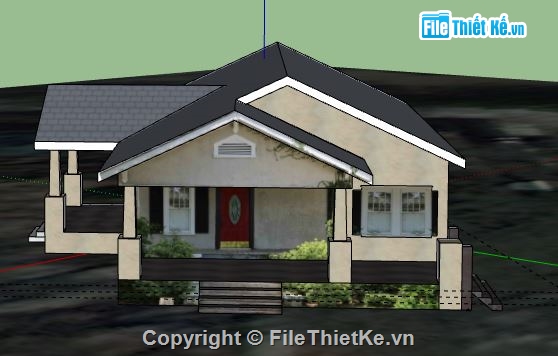 Biệt thự 1 tầng,file su biệt thự 1 tầng,biệt thự 1 tầng sketchup,sketchup biệt thự 1 tầng