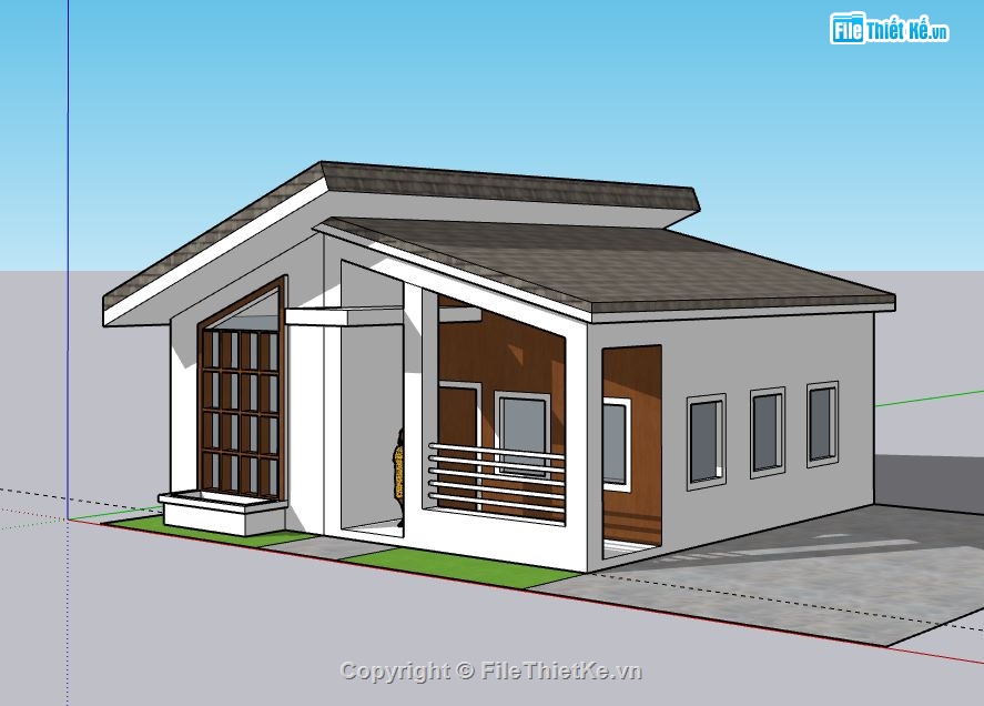 Biệt thự 1 tầng,sketchup Biệt thự  1 tầng,Biệt thự