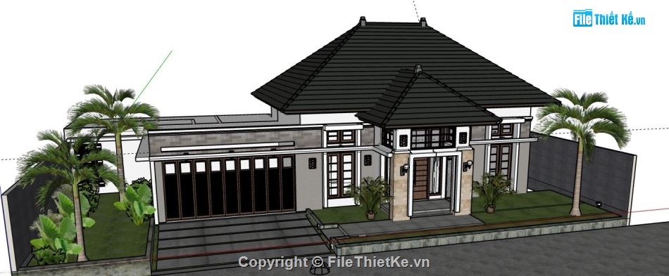 mẫu biệt thự 1 tầng,sketchup biệt thự 1 tầng,su biệt thự 1 tầng,biệt thự 1 tầng