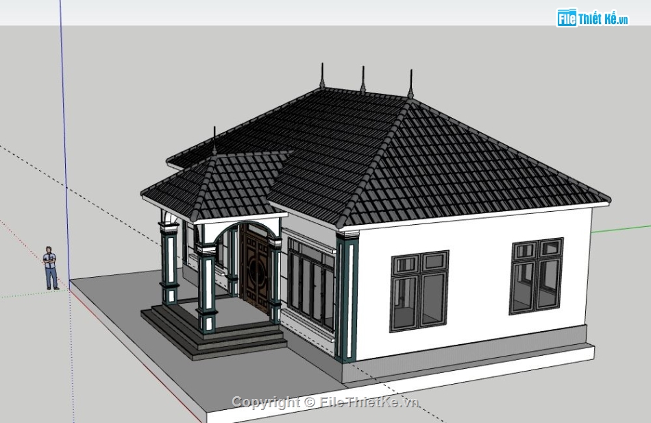 Biệt thự 1 tầng,model su biệt thự 1 tầng,biệt thự 1 tầng file su