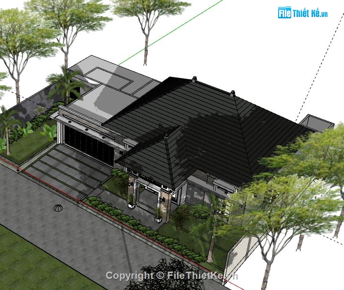 Biệt thự 1 tầng,model su biệt thự 1 tầng,file su biệt thự 1 tầng,biệt thự 1 tầng sketchup