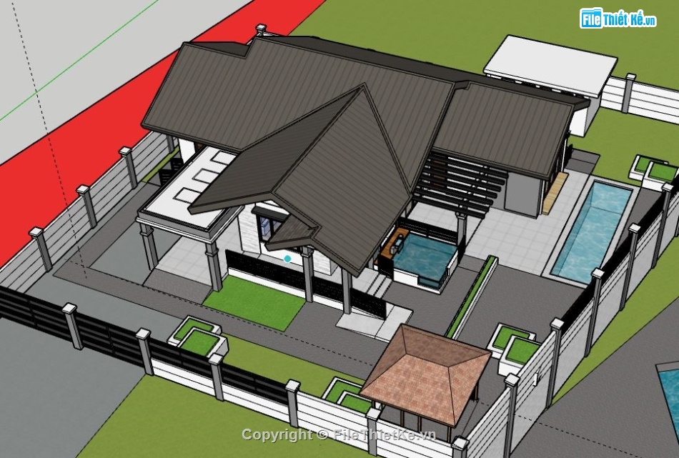 biệt thự 1 tầng,sketchup biệt thự 1 tầng,file su biệt thự 1 tầng,biệt thự 1 tầng file su,model su biệt thự 1 tầng