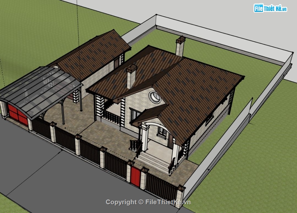 Biệt thự 1 tầng,model su biệt thự 1 tầng,biệt thự 1 tầng file su,sketchup biệt thự 1 tầng,biệt thự 1 tầng sketchup