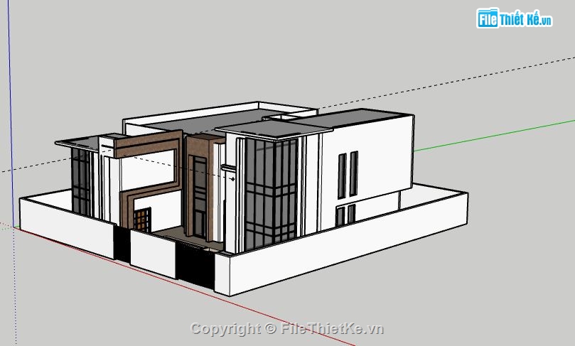 Biệt thự 1 tầng,model su biệt thự 1 tầng,sketchup biệt thự 1 tầng